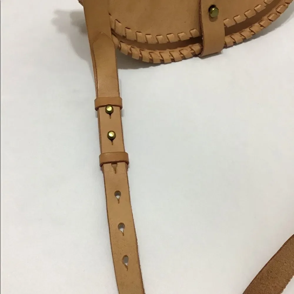 Madewell Leather Whip Stitch Natural Crossbody Bag